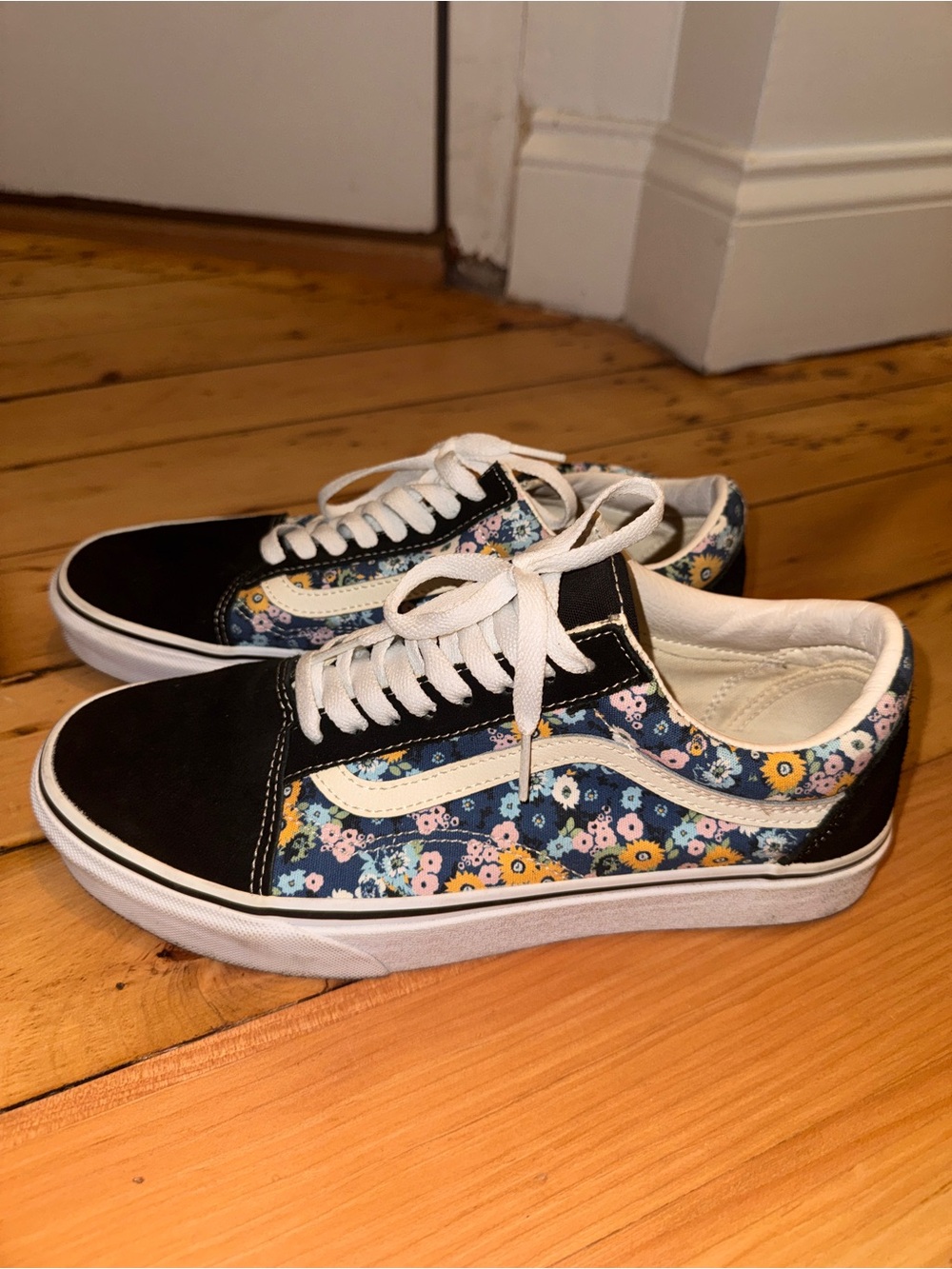 Vans Floral and Black Sneakers